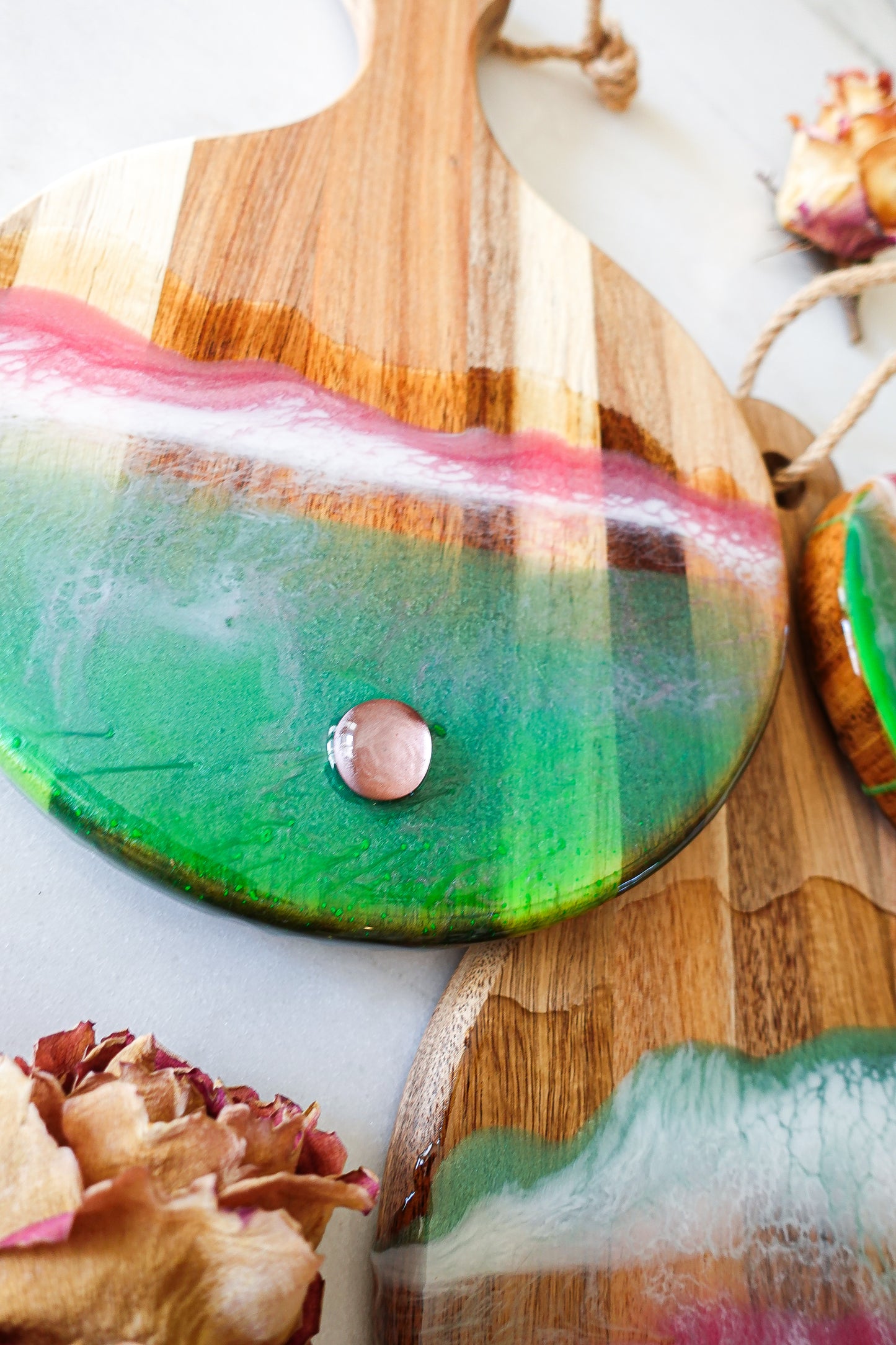 Pink & Green Round Board - A